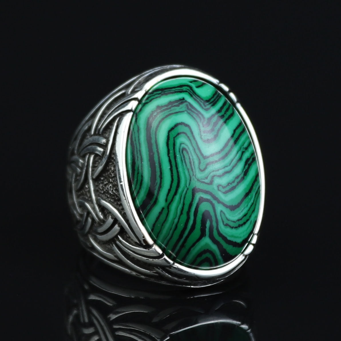 925 Silver Malachite Gemstone Ring , Men Handmade Ring, Turkish Handmade Ring, Handmade Ottoman Jewelry, Gift For Men