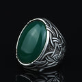 Men Silver Jade Stone Ring, Large Natural Jade Style Engraved Ring, Men Silver Ring, Turkish Handmade Sterling Silver Ring, Gift For Him