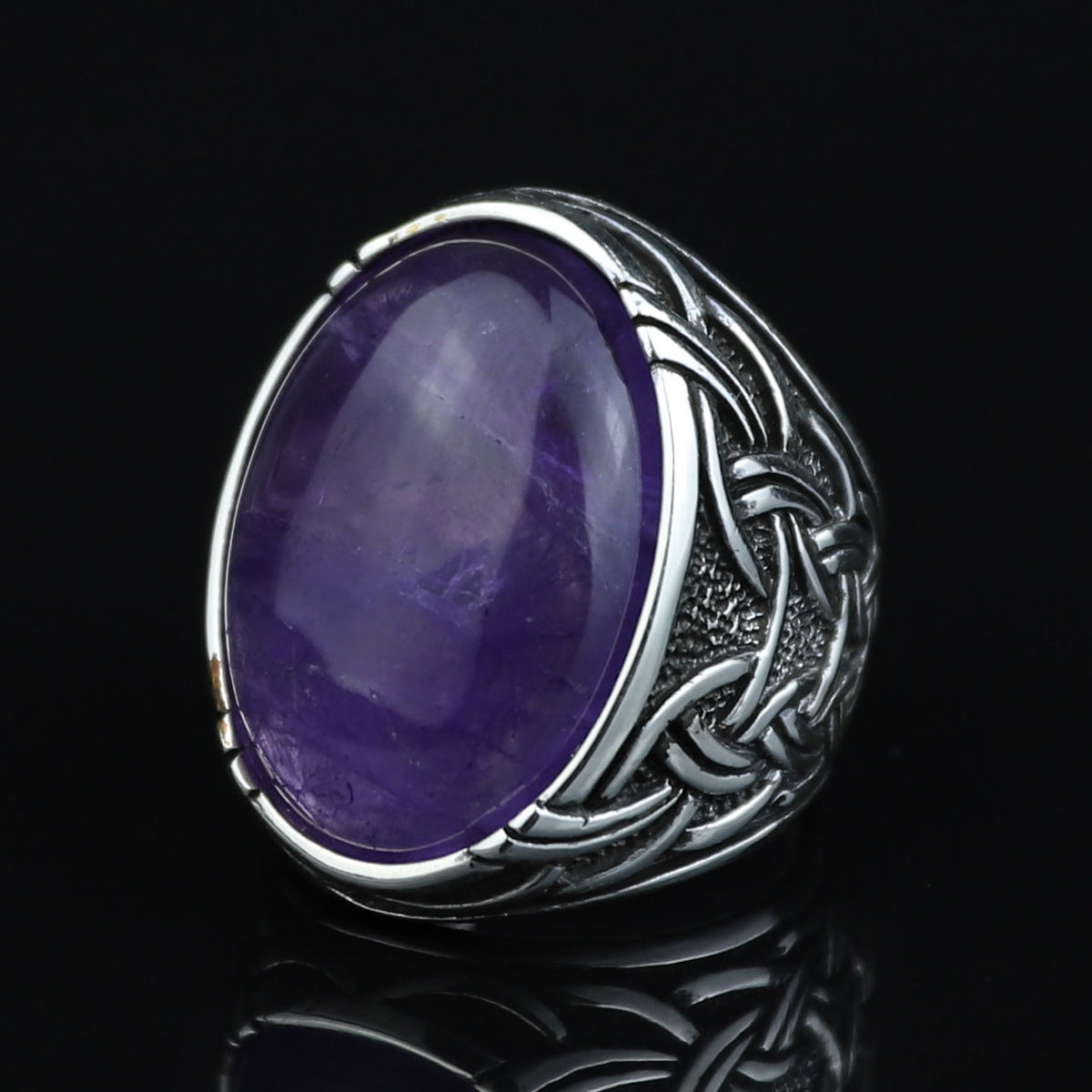 Men Natural Amethyst Silver Ring, Handmade Amethyst Ring, Engraved Silver Amethyst Ring, Men Jewelry Ring, Ottoman Style Ring, Gift For Men