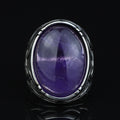 Men Natural Amethyst Silver Ring, Handmade Amethyst Ring, Engraved Silver Amethyst Ring, Men Jewelry Ring, Ottoman Style Ring, Gift For Men