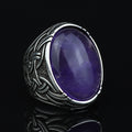 Men Natural Amethyst Silver Ring, Handmade Amethyst Ring, Engraved Silver Amethyst Ring, Men Jewelry Ring, Ottoman Style Ring, Gift For Men