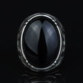 Men Silver Onyx Signet Ring, Engraved Onyx Oval Ring, Onyx Large Ring, Pinky Men Ring, Onyx Statement Ring, Gift For Men, Mens Gift