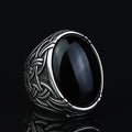 Men Silver Onyx Signet Ring, Engraved Onyx Oval Ring, Onyx Large Ring, Pinky Men Ring, Onyx Statement Ring, Gift For Men, Mens Gift