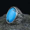 925 Sterling Silver Turquoise Ring, Men Large Turquoise Ring , Handcrafted Ottoman Ring , Turkish handmade , Gift for Men, Father Day Gift
