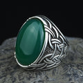 Men Silver Jade Stone Ring, Large Natural Jade Style Engraved Ring, Men Silver Ring, Turkish Handmade Sterling Silver Ring, Gift For Him