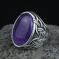 Men Natural Amethyst Silver Ring, Handmade Amethyst Ring, Engraved Silver Amethyst Ring, Men Jewelry Ring, Ottoman Style Ring, Gift For Men