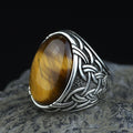Men Handmade Tiger Eye Ring, Large Engraved Men Ring, Natural Tiger Eye Gemstone Ring, Turkish Handmade 925k Sterling Silver Ring