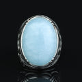 Men Silver Aquamarine Stone Ring, Engraved Natural Aquamarine Stone Ring , Engraved Vintage Men Ring, Turkish Men Ring