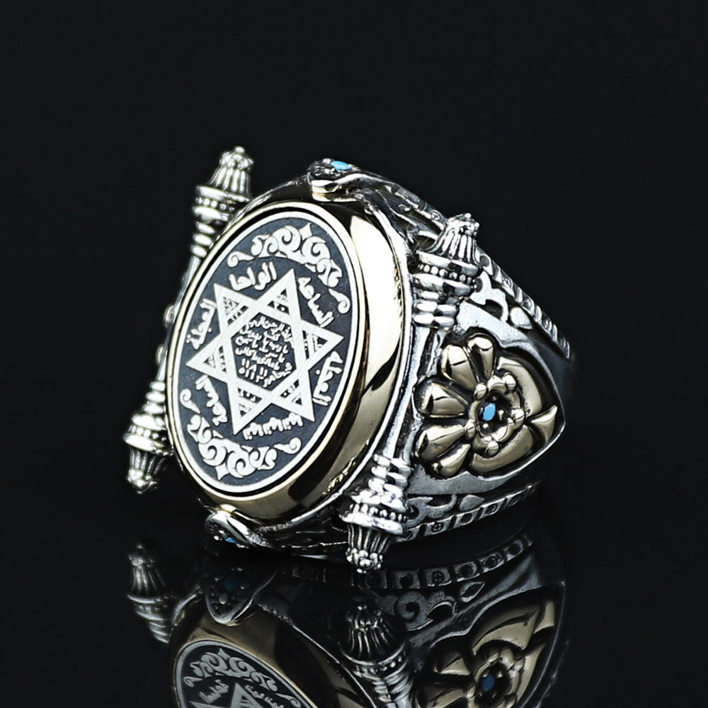 925 Sterling Silver King Solomon Signet Ring
