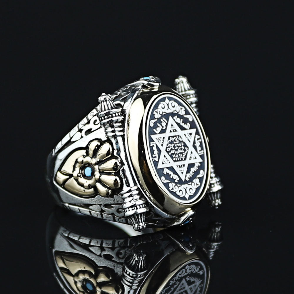925 Sterling Silver King Solomon Signet Ring