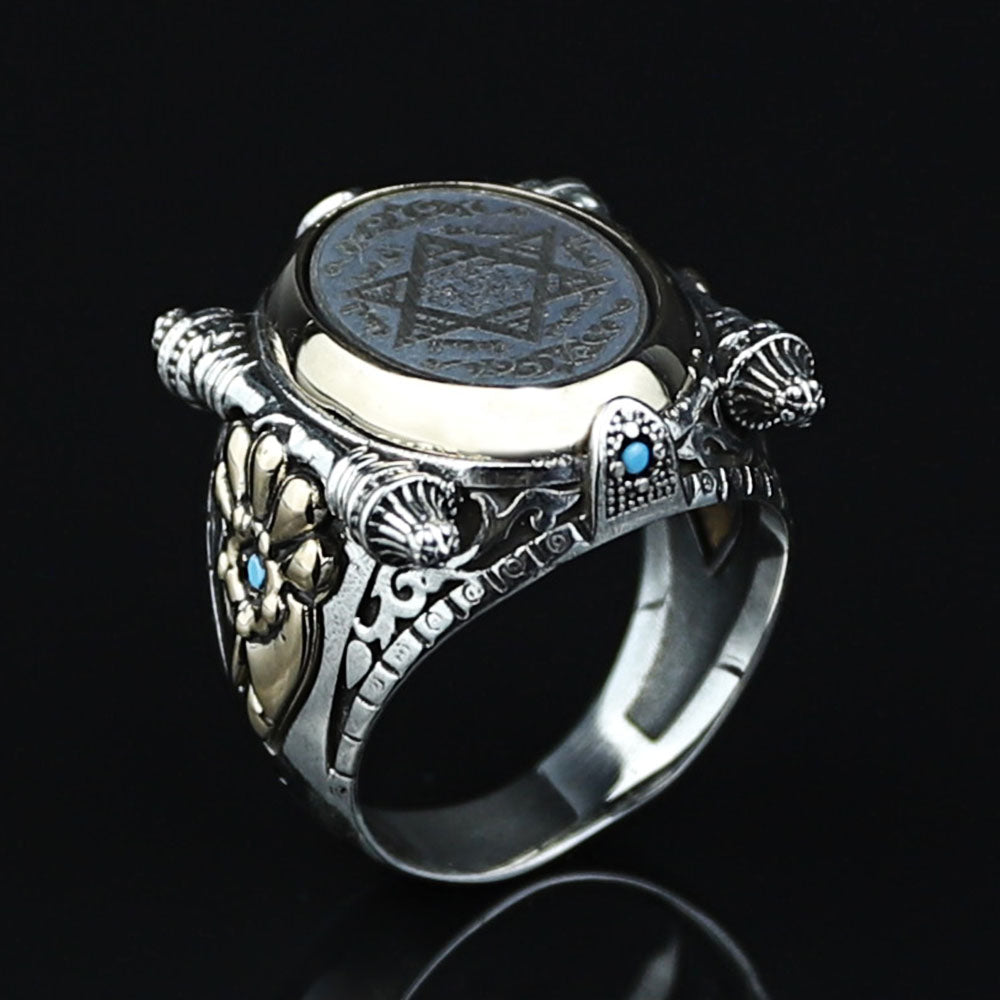 925 Sterling Silver King Solomon Signet Ring