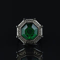 925 Silver Seal Of Solomon Emerald Stone Star Of David Ring