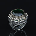925 Silver Seal Of Solomon Emerald Stone Star Of David Ring