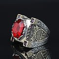 925 Sterling Silver Men Ruby Gemstone Handmade King Solomon Signet Ring