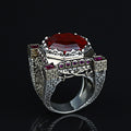 925 Sterling Silver Men Ruby Gemstone Handmade King Solomon Signet Ring