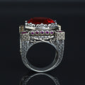 925 Sterling Silver Men Ruby Gemstone Handmade King Solomon Signet Ring