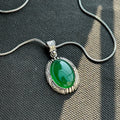 Silver Handmade Natural Green Jade Gemstone Necklace