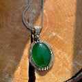 Silver Handmade Natural Green Jade Gemstone Necklace