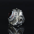 925 Sterling Silver Men Large Ruby Gemstone Ottoman Style Ring