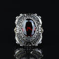 925 Sterling Silver Men Large Ruby Gemstone Ottoman Style Ring