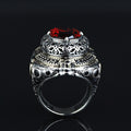 925 Sterling Silver Men Large Ruby Gemstone Ottoman Style Ring