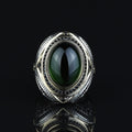 925 Men Silver Green Emerald Stone Ottoman Style Handmade Ring