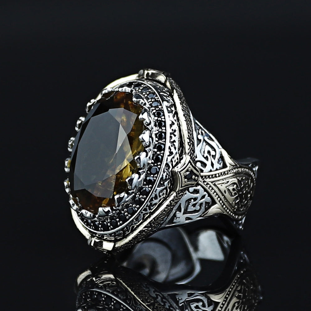 925 Sterling silver Men Handmade Engraved Zultanite Gemstone Ring