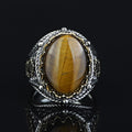 925 Sterling Silver Men Brown Tiger Eye Gemstone Handmade Ring