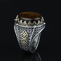 925 Sterling Silver Men Brown Tiger Eye Gemstone Handmade Ring