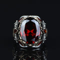 925 Silver Men Vintage Ruby Gemstone Turkish Handmade Ring