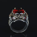 925 Silver Men Vintage Ruby Gemstone Turkish Handmade Ring