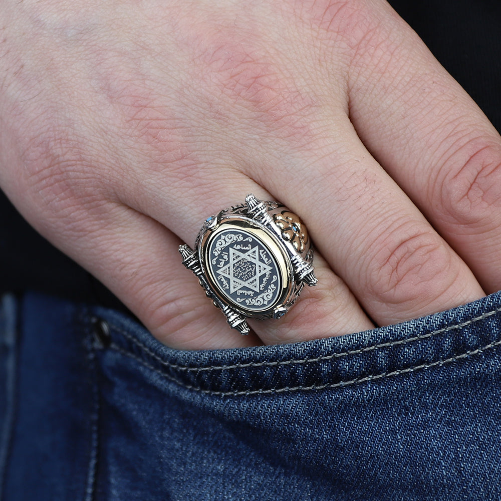 925 Sterling Silver King Solomon Signet Ring
