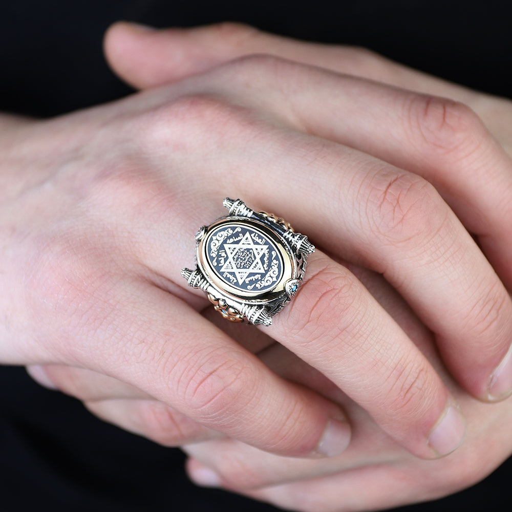 925 Sterling Silver King Solomon Signet Ring