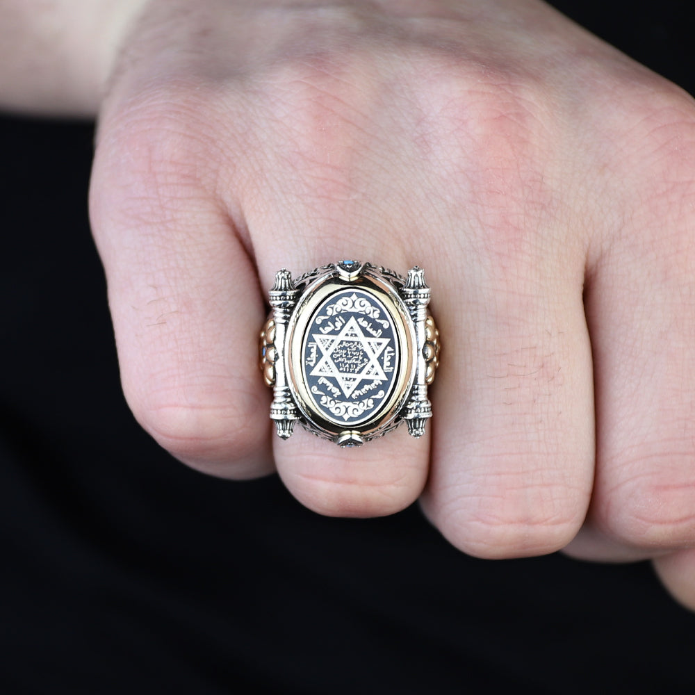 925 Sterling Silver King Solomon Signet Ring
