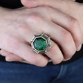 925 Silver Seal Of Solomon Emerald Stone Star Of David Ring