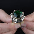 925 Silver Seal Of Solomon Emerald Stone Star Of David Ring