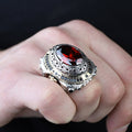 925 Sterling Silver Men Large Ruby Gemstone Ottoman Style Ring