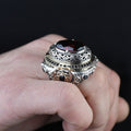 925 Sterling Silver Men Large Ruby Gemstone Ottoman Style Ring