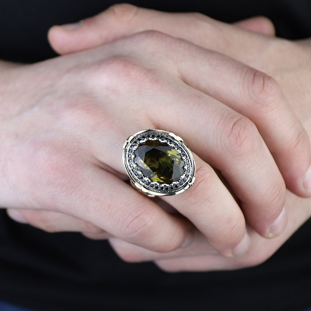 925 Sterling silver Men Handmade Engraved Zultanite Gemstone Ring