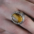 925 Sterling Silver Men Brown Tiger Eye Gemstone Handmade Ring
