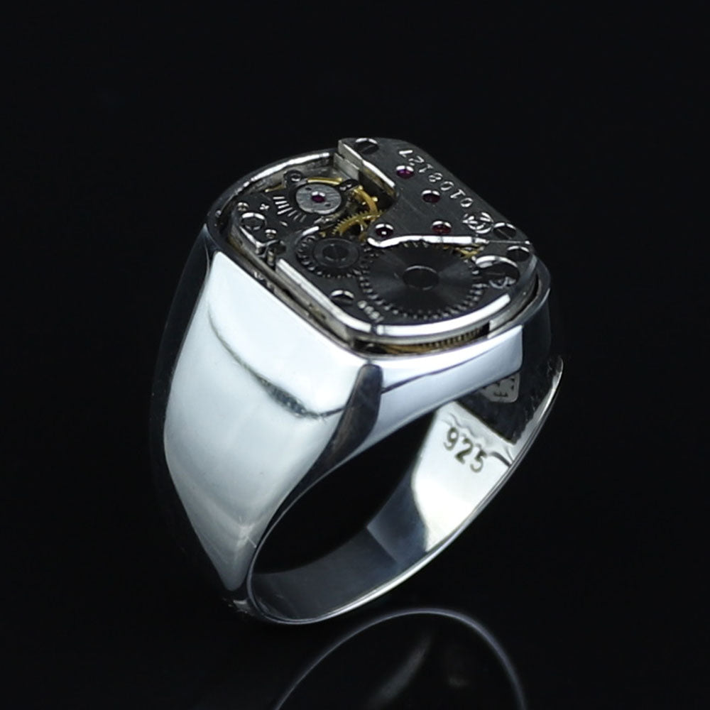 925 Sterling Silver Handmade Watch Mechanism Ring