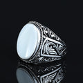 925 Men Sterling Silver Mother Of Pearl Gemstone Signet Ring