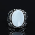 925 Men Sterling Silver Mother Of Pearl Gemstone Signet Ring