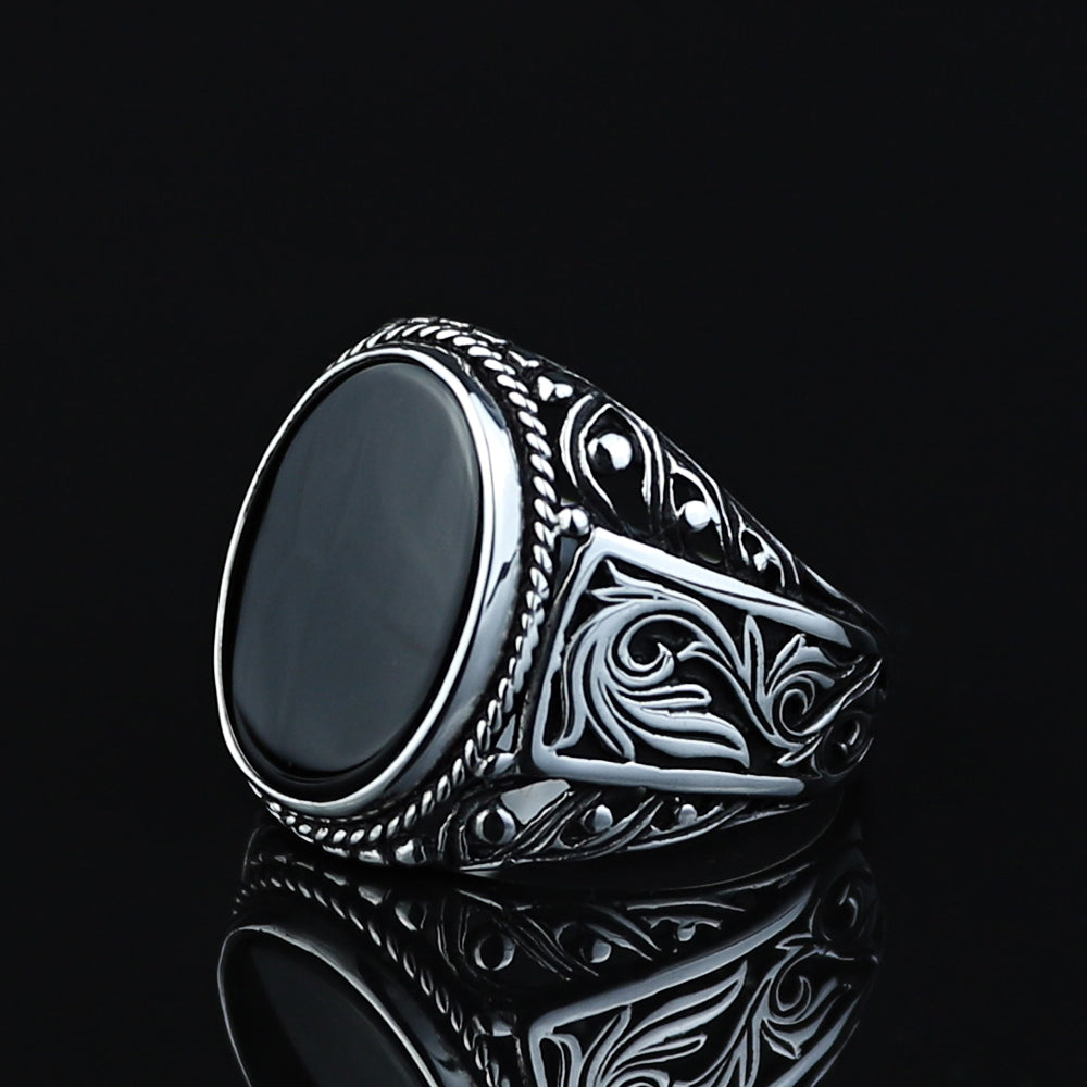 925K Sterling Silver Men Onyx Gemstone Handmade Ring