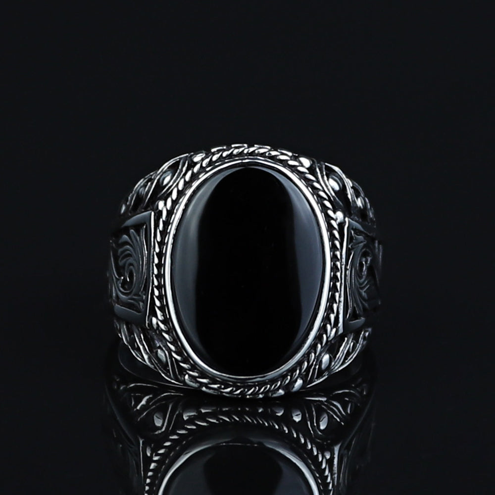 925K Sterling Silver Men Onyx Gemstone Handmade Ring