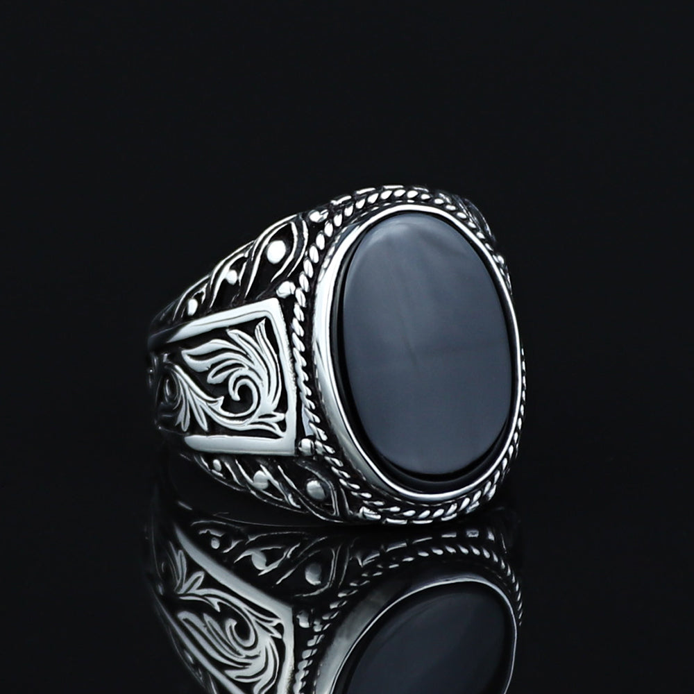 925K Sterling Silver Men Onyx Gemstone Handmade Ring