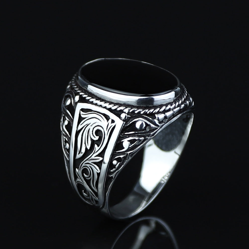 925K Sterling Silver Men Onyx Gemstone Handmade Ring
