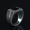 925 Silver Men Handmade Minimal Square Onyx Ring