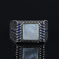 925 Sterling Silver Square Mother Of Pearl Gemstone Signet Ring