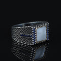 925 Sterling Silver Square Mother Of Pearl Gemstone Signet Ring